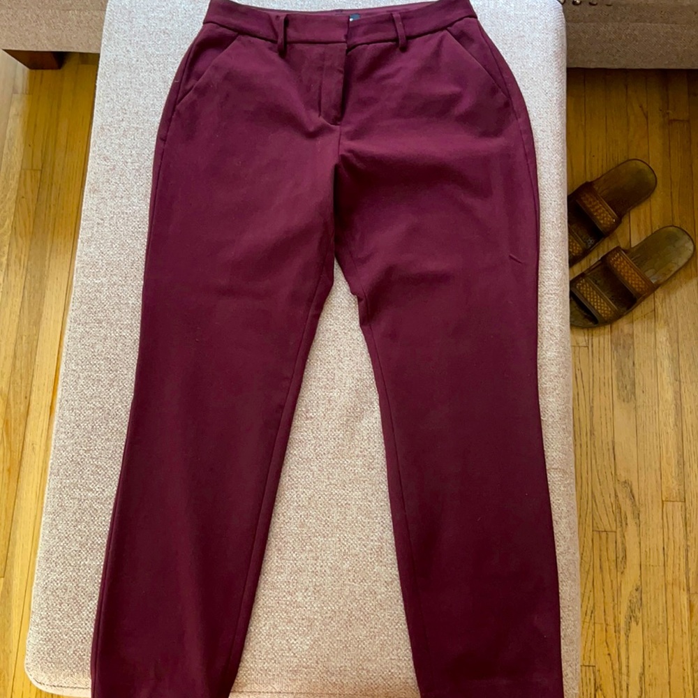 Burgundy Express columnist ankle pants.